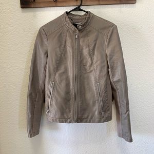 Vegan Leather Express Motorcycle Jacket Taupe XS💋